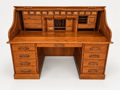 Antique oak roll top desk - antique,