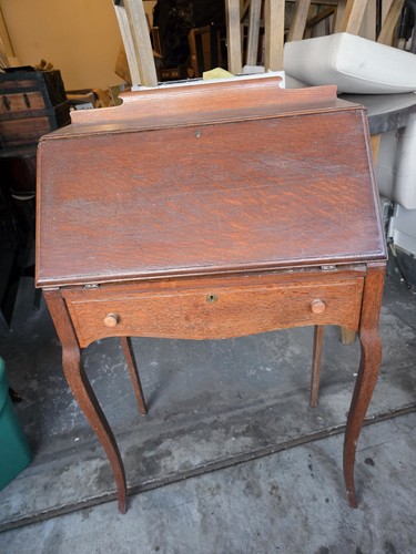 Antique oak secretary desk - secretary,